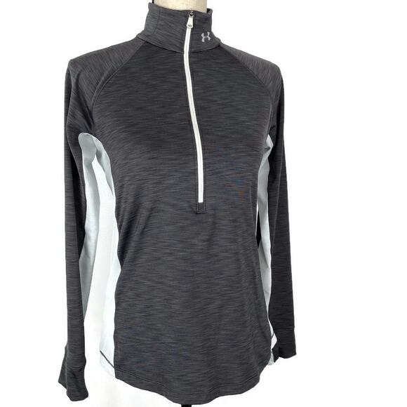 Under Armour Coldgear Pullover Top 1/2 Zip Long Sleeve Womens Sz Med Thumbholes - Picture 10 of 10